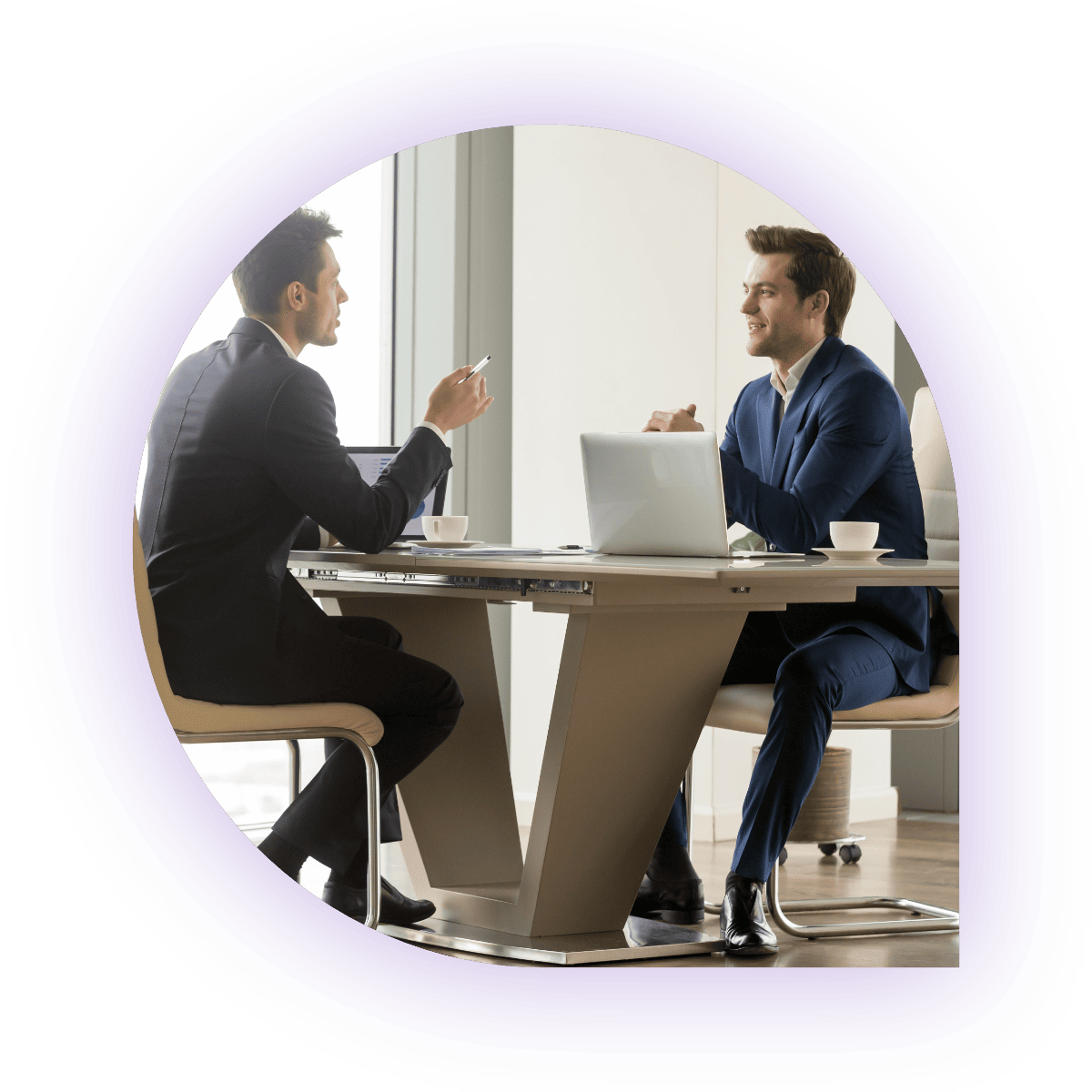 Reunión comercial con cliente